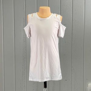 * Glitz Girl's White Cold Shoulder Top Size S